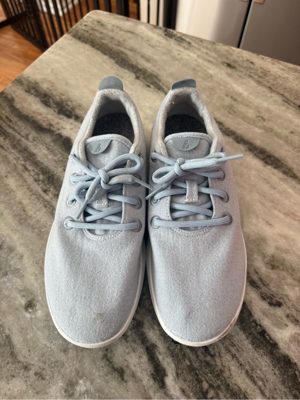 allbirds men’s Pale Blue Wool Runner Sneakers
